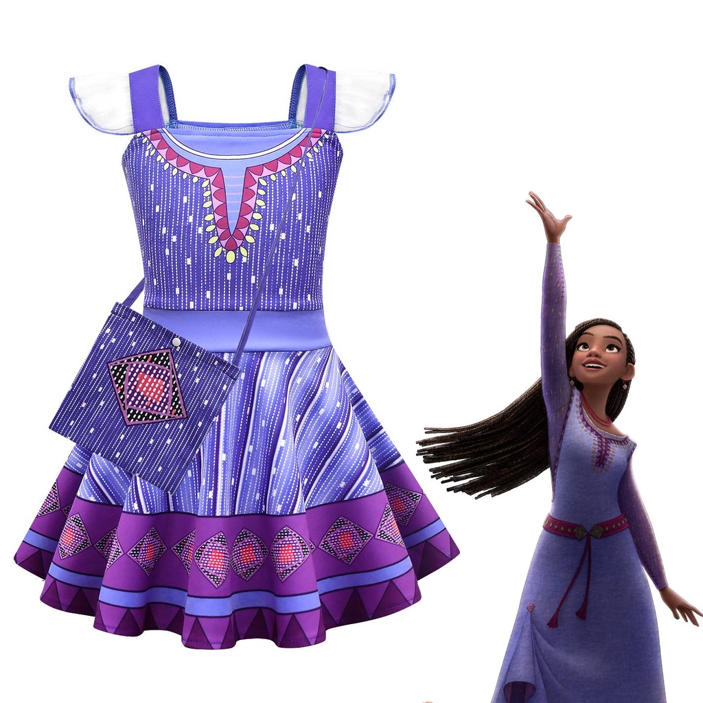 Disney Cartoon The Wish Princess Asha Cosplay Dress Gift For Girls Kids ...