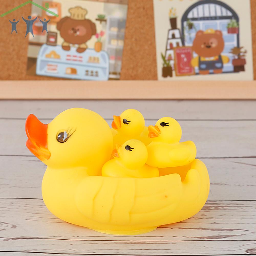 4Pcs Bath Duck Toys Yellow Duck Family Bath Set Bathtub Duck Set Squeaky Duckies Baby Shower