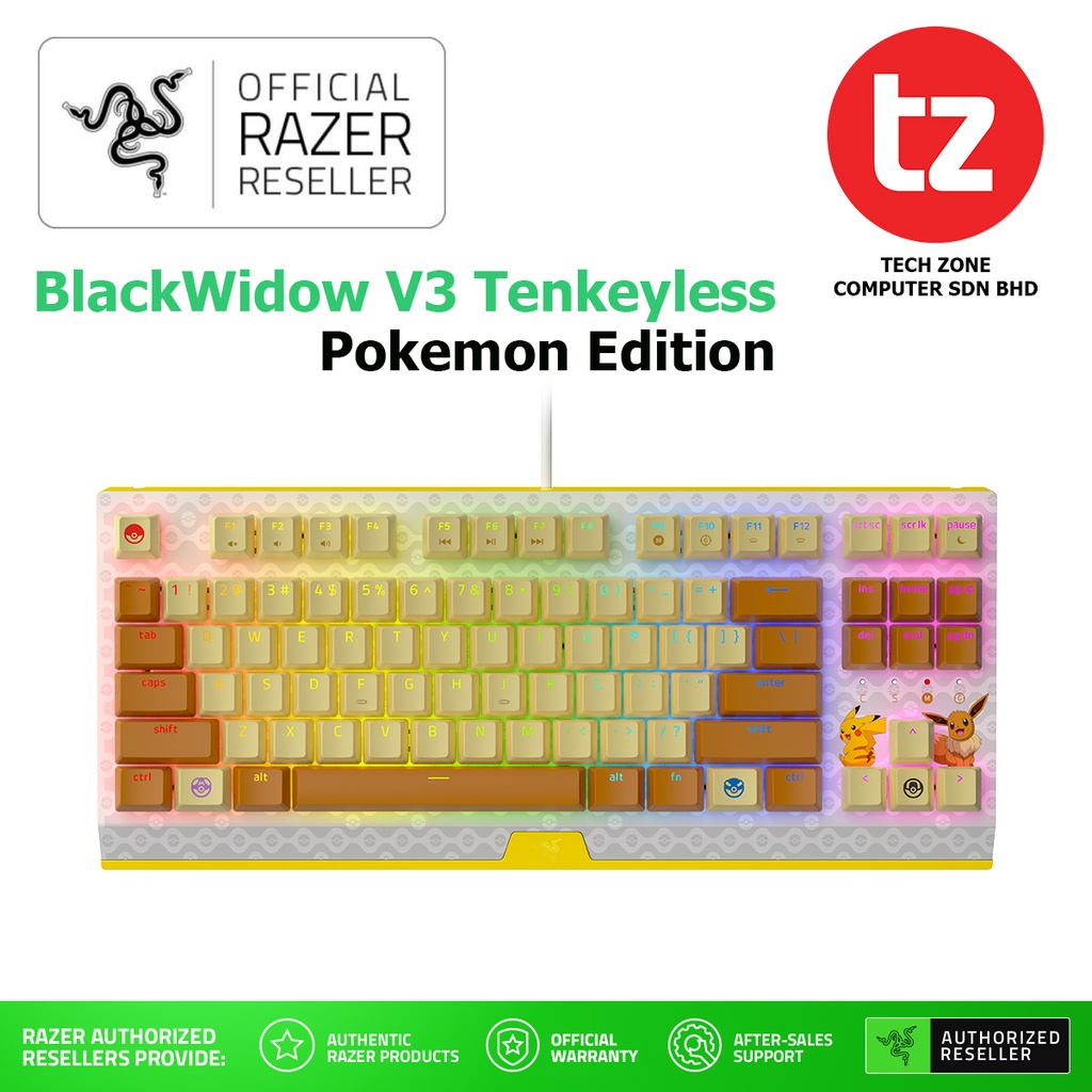 Razer BlackWidow V3 Tenkeyless Green Switch - Pokemon Edition (RZ03 ...