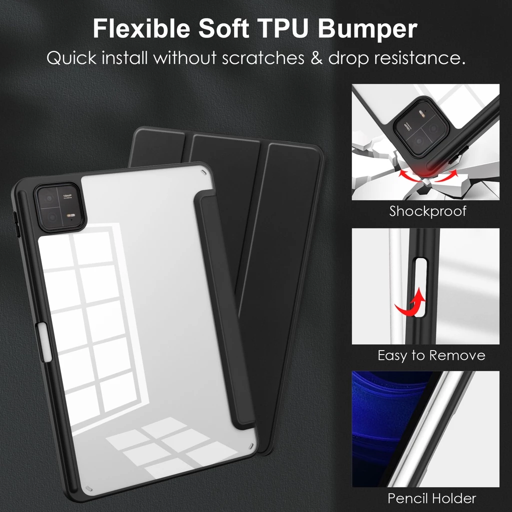 Clear Case Acrylic Xiaomi Redmi Pad 2 11" Mi Pad 7 11.2" / Redmi Pad Pro 12.1 Magnetic With Pen Slot - Gambar 3