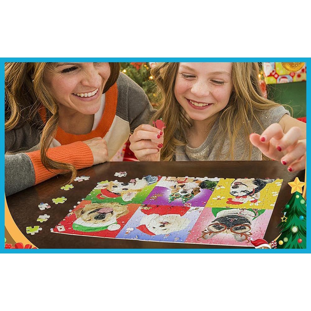 Christmas Advent Puzzle Dog Countdown Calendar Holiday Decor Advent