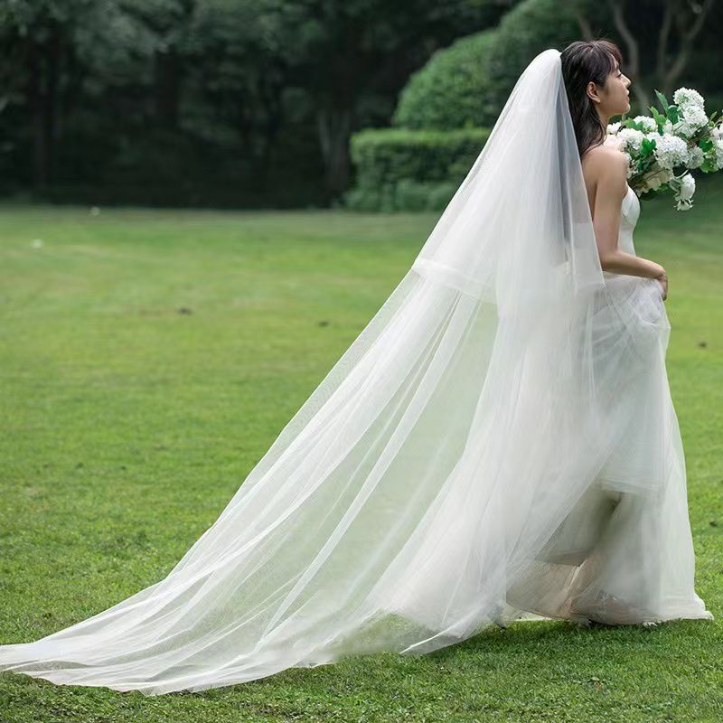 Bridal Wedding Master Wedding Dress Extra Long Trailing Veil Mori Style ...