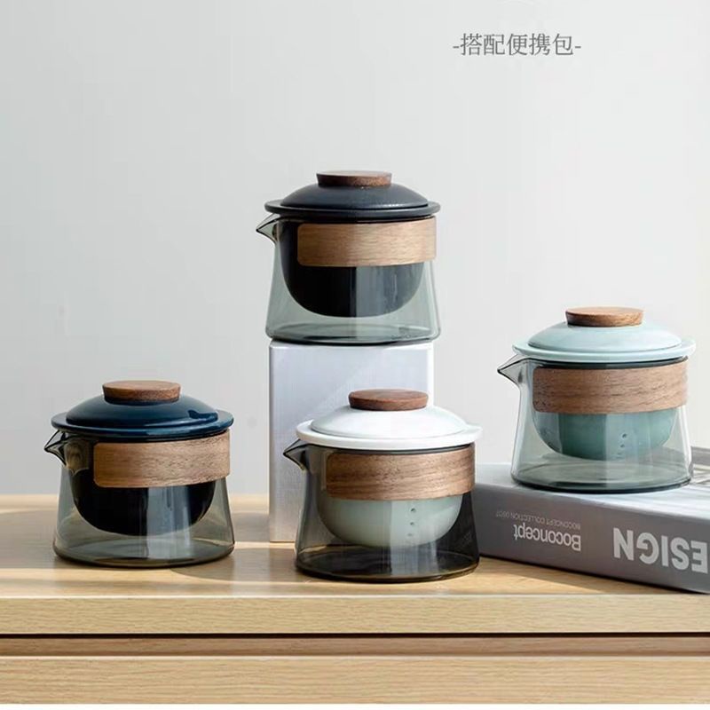 Portable Palace Style Chinese Tea Set Teapot One Pot Three Cups Travel