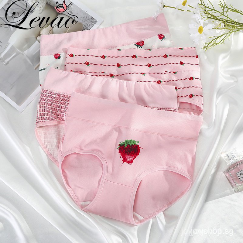 LEVAO Seamless Panty for Women High Waist Panties Breathable Cotton Plus  Size Underwear Print Sexy Lingerie Girls Soft Underpants 2ZRQ 3P6R