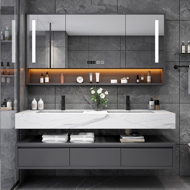 Light Luxury Bathroom Rock Panel Intelligent Solid Wood Bathroom ...