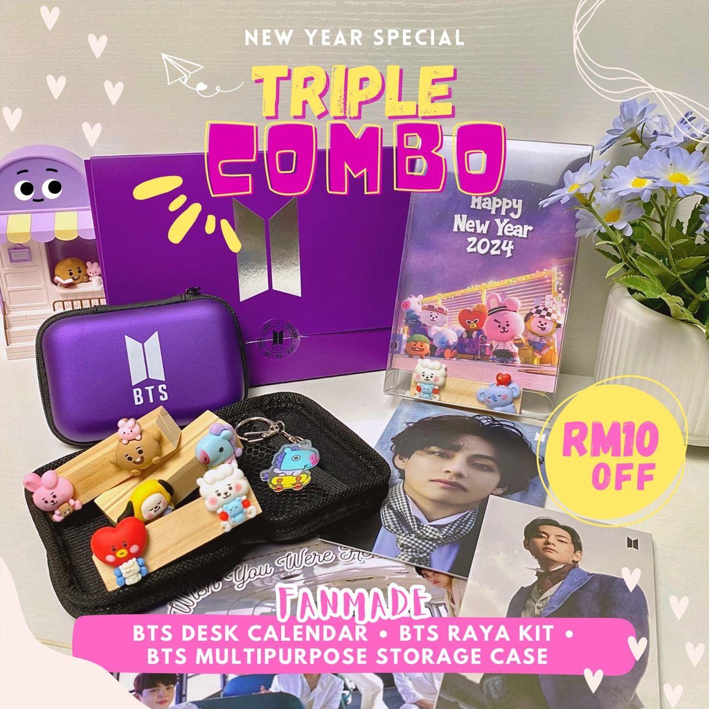 BTS Kpop Merch Calendar 2024 Sampul Duit Raya Purple Case Money Packet