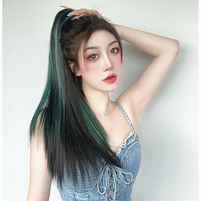 Wig Ponytail Female Medium Long Hair Clip High Ponytail Color Straight