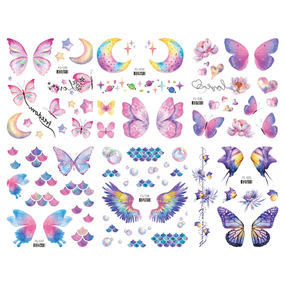 【SG Stock】Shiny Glittering Butterfly Tattoo Sticker Waterproof Eyes ...