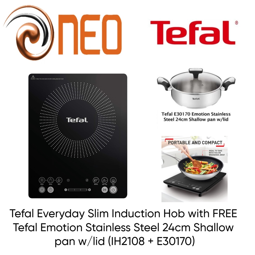 Tefal Everyday Slim Induction Hob with FREE Tefal Emotion Stainless