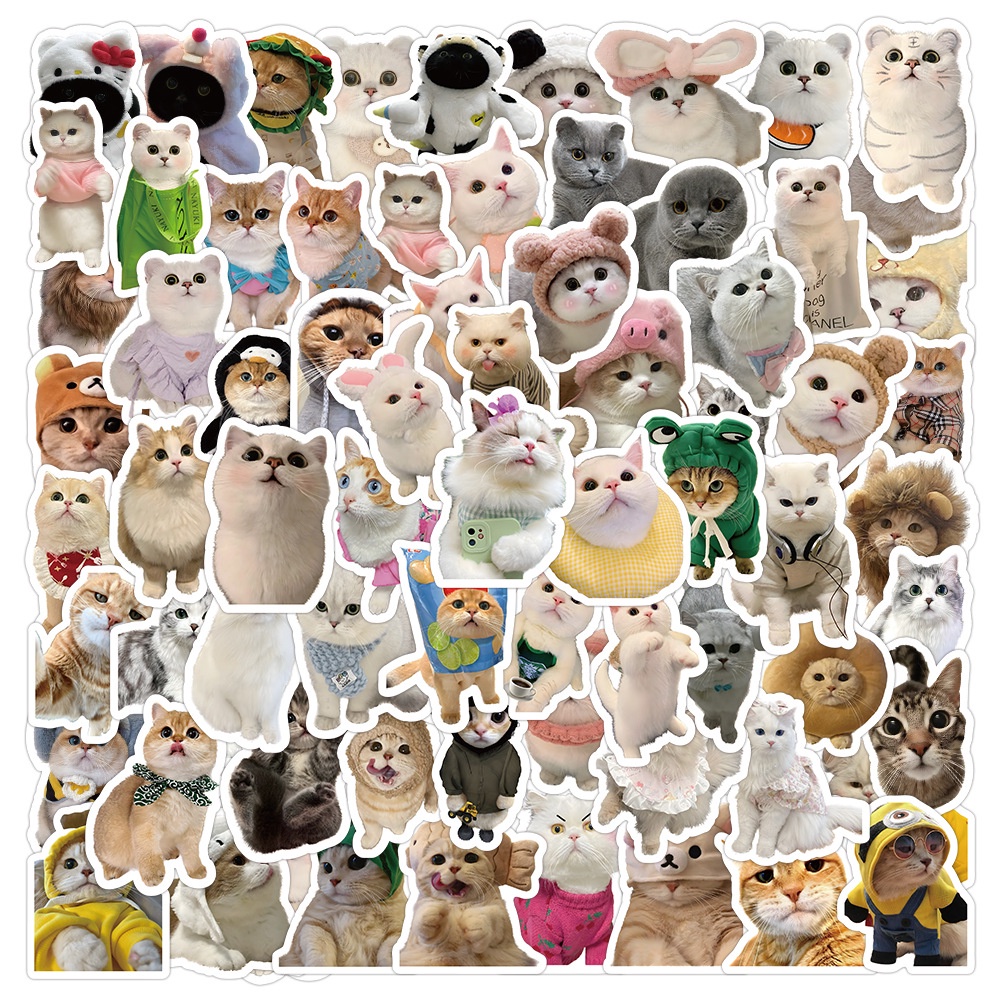 100PCS Cute and Cute Pet Realistic Puppy and Cat MEME Graffiti Stickers ...