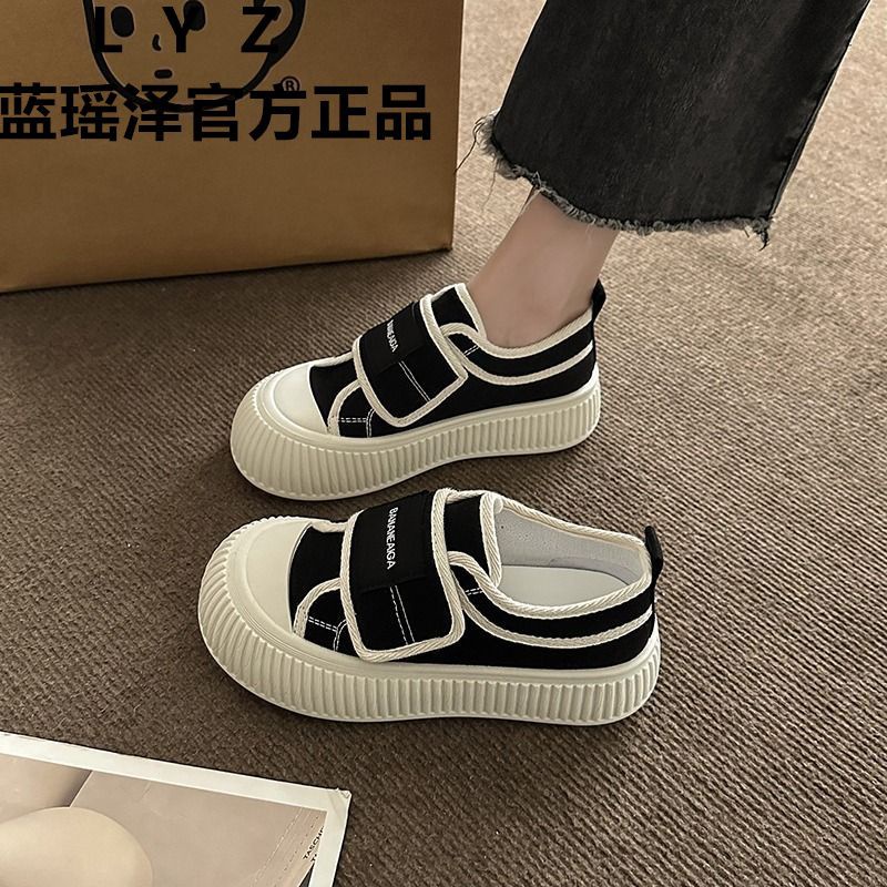 Ydbx Lan Yaoze Velcro Canvas Shoes Women Summer Thick-Soled All-Match ...