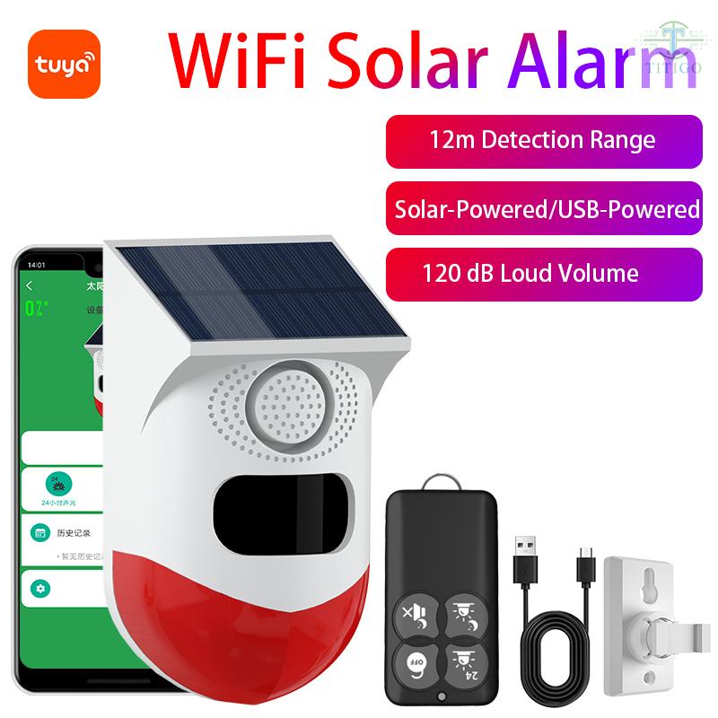 Tuya WiFi Solar Powered Wireless Infrared Motion Sensor Detector Strobe ...