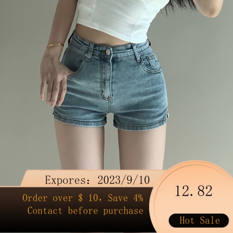 Red high waisted hot sale denim shorts