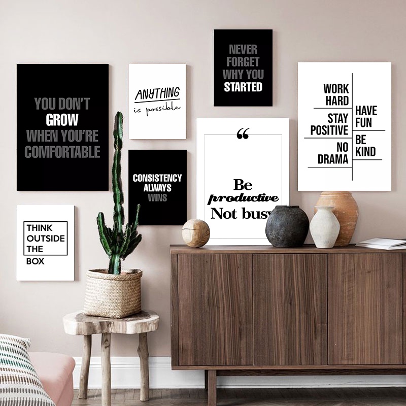 Inspirational Quotes From The Workspace Canvas Painting Black And White ...