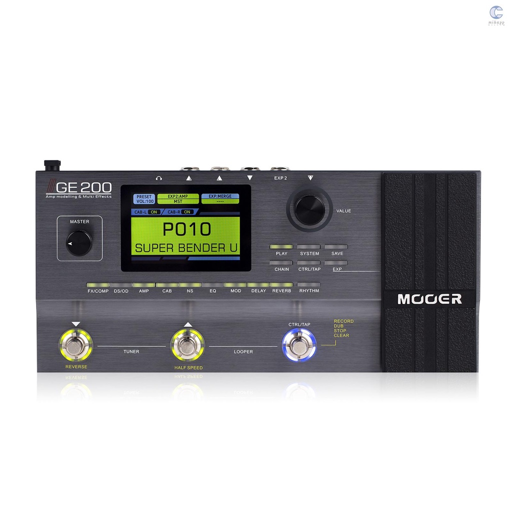 MIS MOOER GE200 Amp Modelling & Multi Effects Pedal 55 Amplifier Models 26 Speaker Cab Models 70