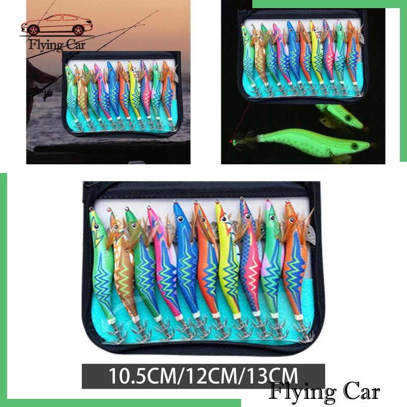 [Lzdjfmy2] 10Pcs Fishing Lures Artificial Squid Jig Lures Tool, Night