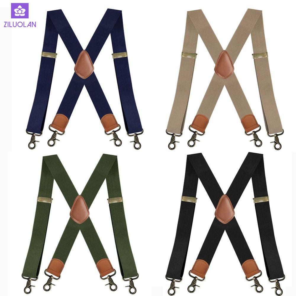 ZILUOLAN Vintage Suspenders, Adjustable 3.5cm Wide Braces Suspenders, 4