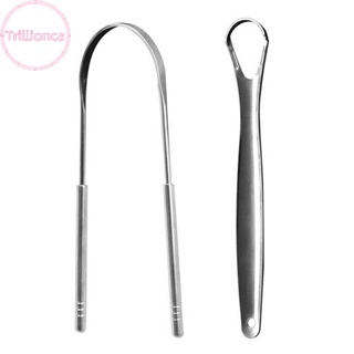 2pcs Tongue Cleaner Tongue Scraper Reusable Stainless Steel Oral Mouth  Brush Metal Tongue Brushes Set
