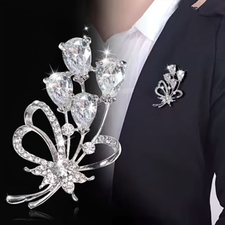Fashion Flowers Brooch Scarf Buckle Bouquet Luxury Crystal