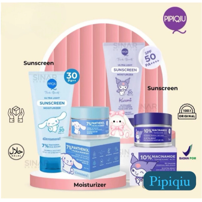 Pipiqiu Skincare Series Pipiqiu Sunscreen dan Pipiqiu Moisturizer Gel / Merah Jingga Official - Gambar 2