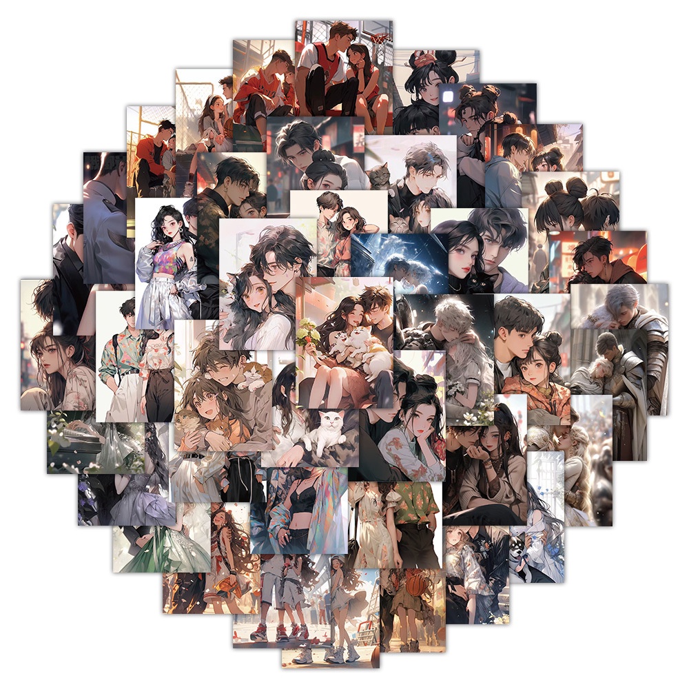 60PCS Romantic and Beautiful Anime Couple Photos Cartoon Graffiti ...