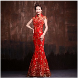 Red hot sale wedding qipao