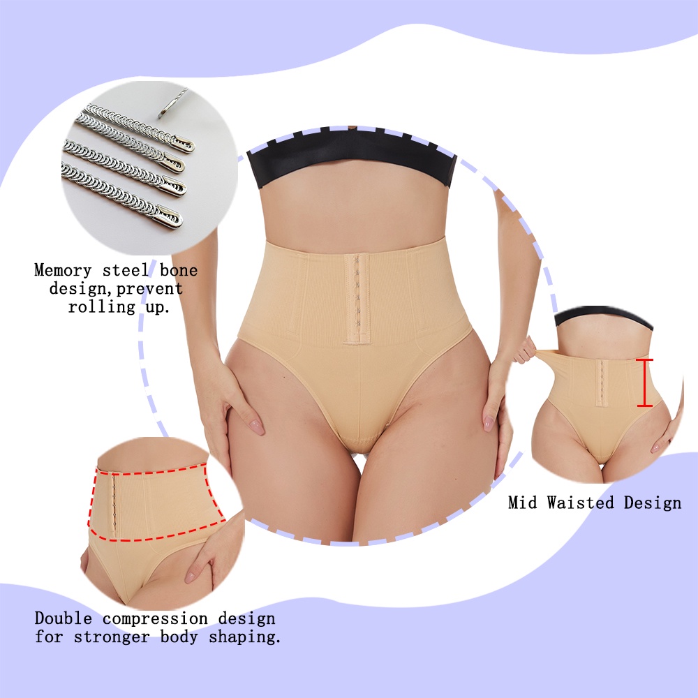LAZAWG Middle Waist Tummy Control Thong For Women Body Shaper Slimming