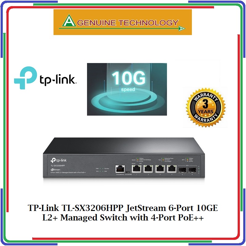 TP-Link TL-SX3206HPP JetStream 6-Port 10GE L2+ Managed Switch with 4 ...