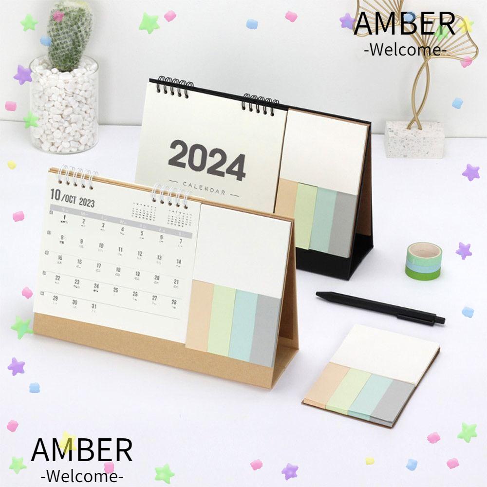 AMBER 2024 Calendar, Vertical Weekly Monthly Planner Desktop Calendar