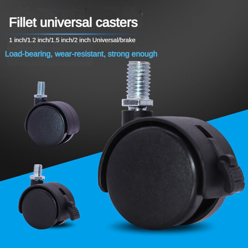 4pcs Universal Wheel with Brake 1-2 inch Caster Plastic Wheel Crib ...