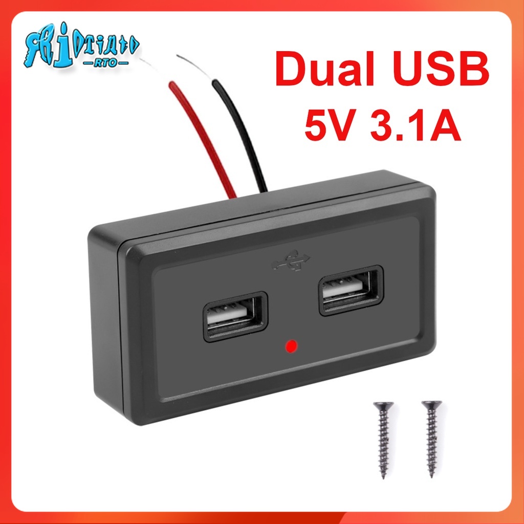 12-24V 3.1A Dual USB PD QC3.0 Car Boat RV Fast Charger Socket LED Power  Outlet