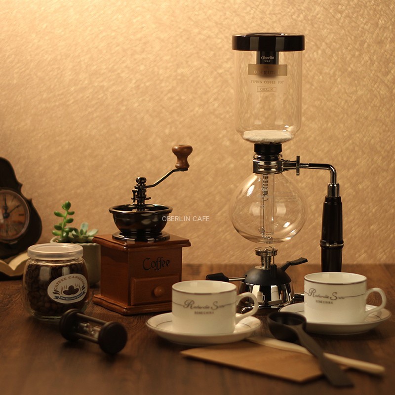 Retro Coffee Grinder Siphon Pot Manual Coffee Percolator Set Gift Box Home Glass Pot Coffee