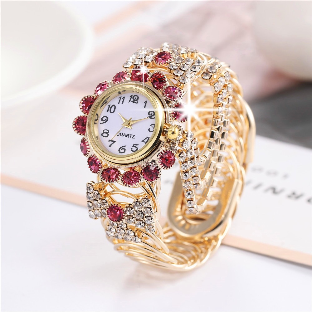 Women Watch Diamond Inlaid Digital Quartz Female Bracelet Watches