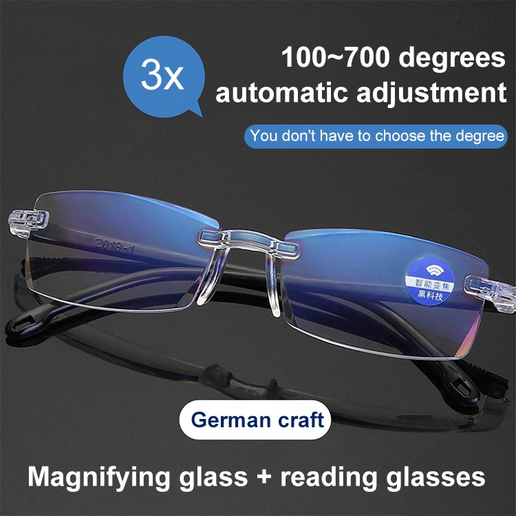 Autozoom rimless reading glasses for near and far viewing antiradiation ...