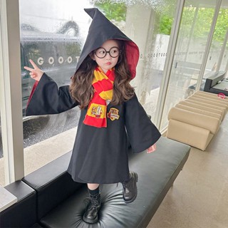 Women Girls Wizard And Witchcraft School Uniform Kids Adult Slytherin Robe  Cloak Party Cosplay Halloween Costume