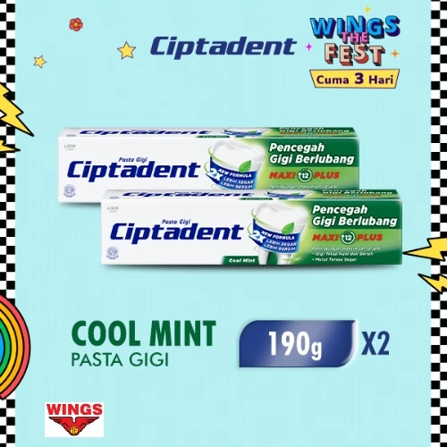 Ciptadent Pasta Gigi Maxi 12 Cool Mint Tube 190 gr x2 - Gambar 2