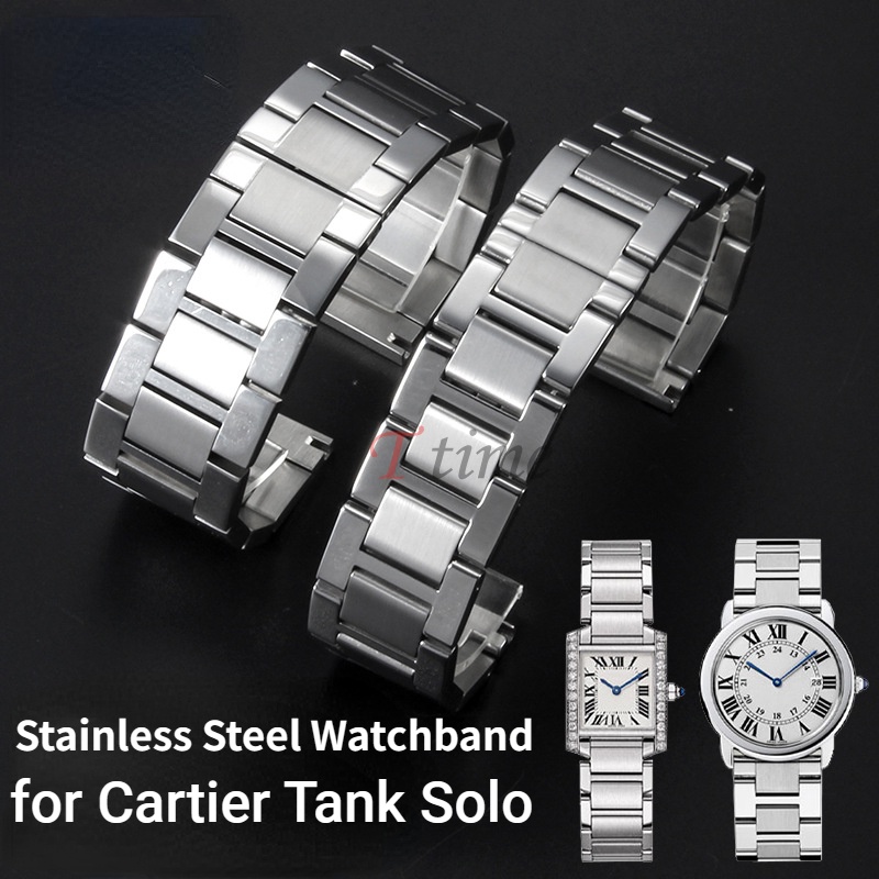 316L Solid Stainless Steel Watchband for Cartier Tank Solo 16mm 17.5mm 20mm 23mm Metal Watch Band Strap Wrist Watches Bracelet