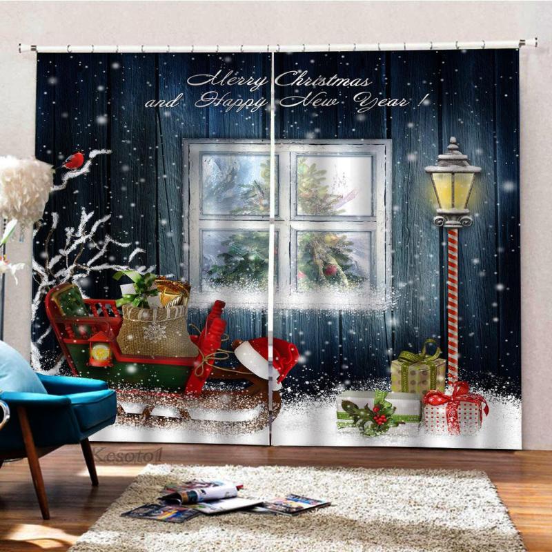 Outdoor Curtain for Patio Waterproof, Christmas Cute Santa Claus