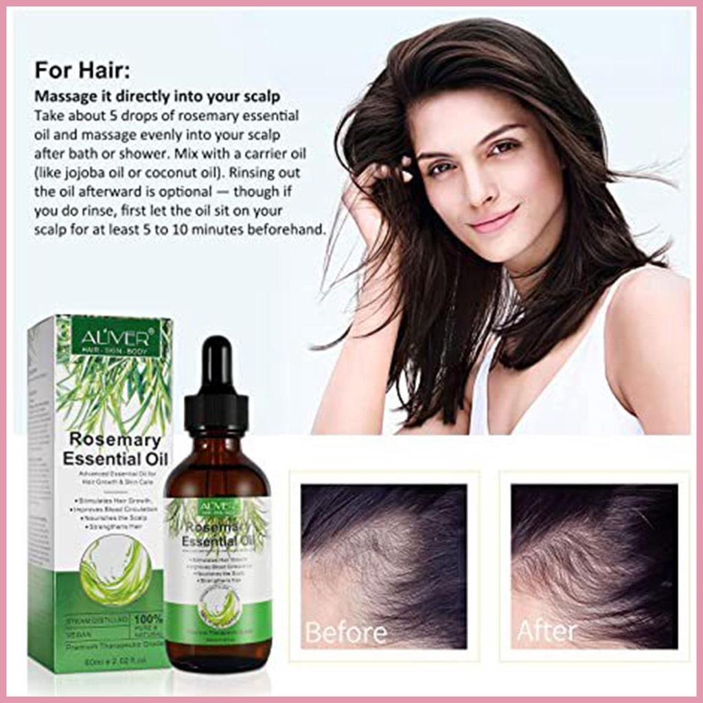 Rosemary for Hair Growth 60ml Pure Organic Hair Oil Scalp Massage Hair
