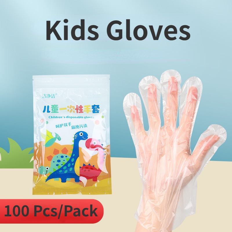 100pcs Children Disposable Gloves / Food Grade PE Thick Material
