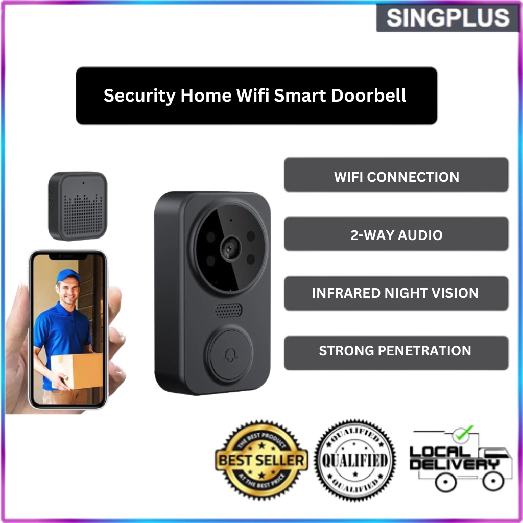 【SG LOCAL SELLER】Smart Video Doorbell Wireless Camera PIR Motion