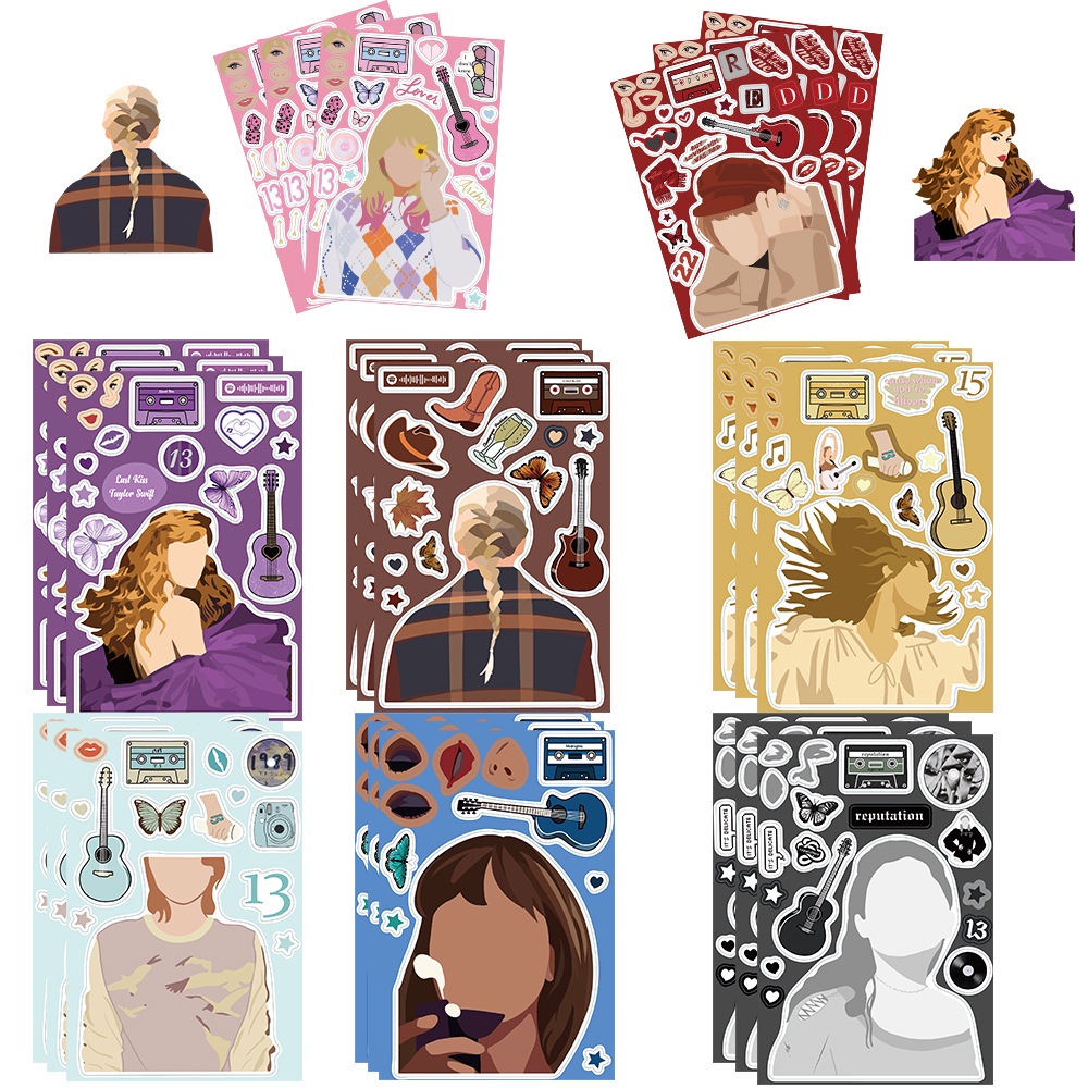 8PCS Singer Taylor Swift Make A Face Graffiti Stickers For Helmet ...