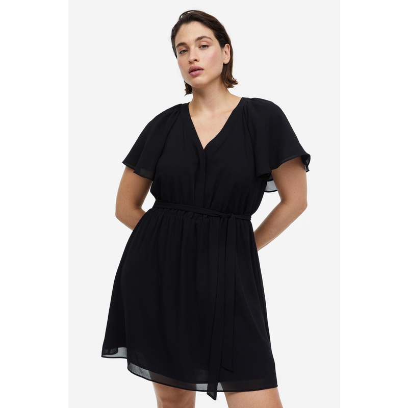 H&m black hotsell chiffon dress