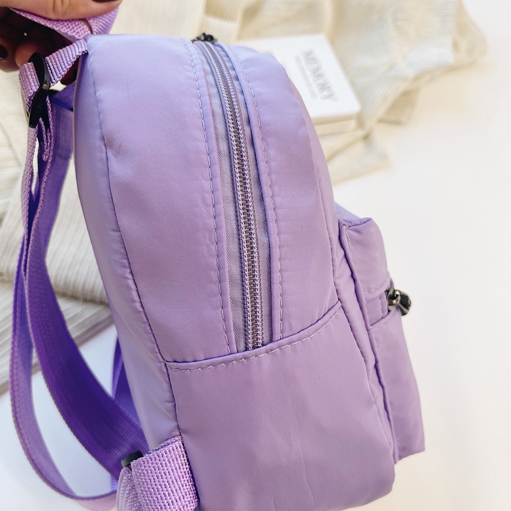 Fashion Ladies Solid Color Backpack Popular Style School Nylon Mini ...
