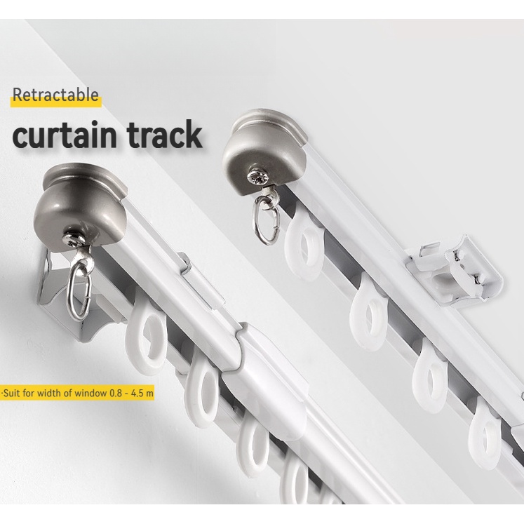 Retractable curtain rail Rod rail top mounted aluminum alloy silent ...