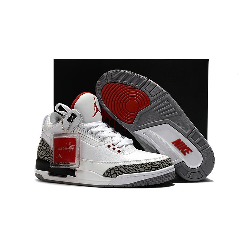 2018 ready stock air jordans 3 (iii) retro jth nrg aj3 basketball shoes white grey red Shopee