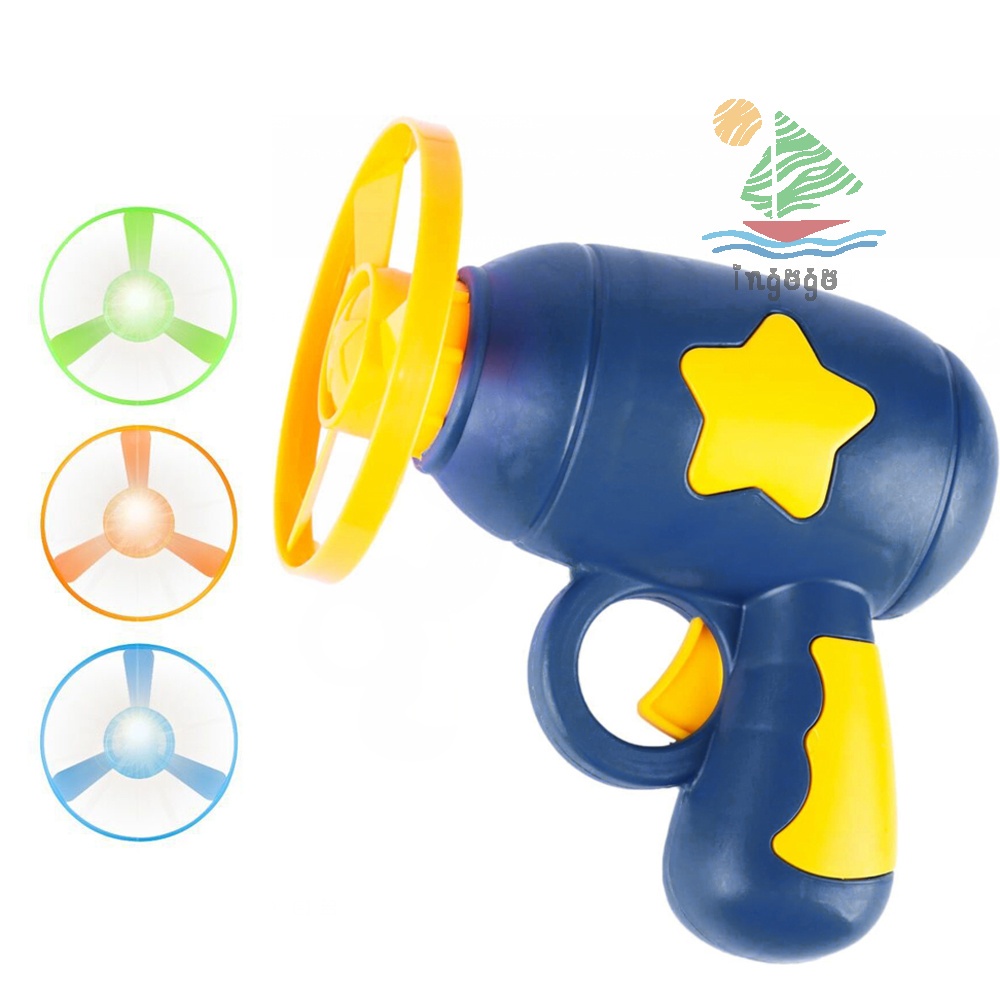 2In1 Flying Saucer Gyroscope Flying Disc Launcher Toy Kids