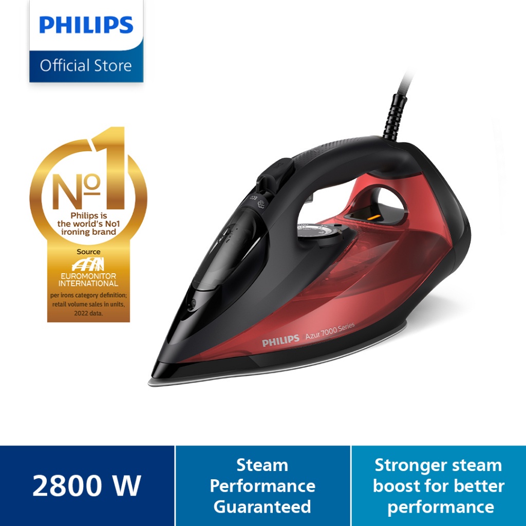 PHILIPS 7000 Series HV Steam Iron Black/Red DST7022/40 Shopee Singapore