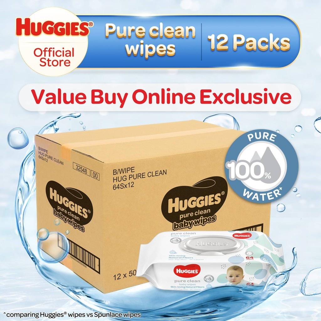 Huggies pure wipes 12 hot sale pack