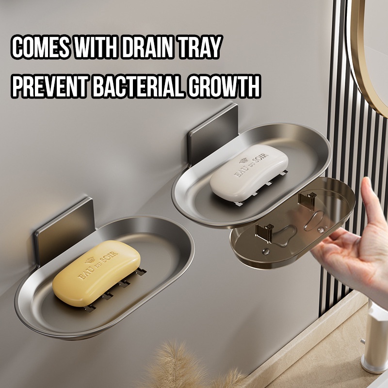 Aluminum Alloy Soap Holder Bathroom Soap Dish With Drain Water Wall ...